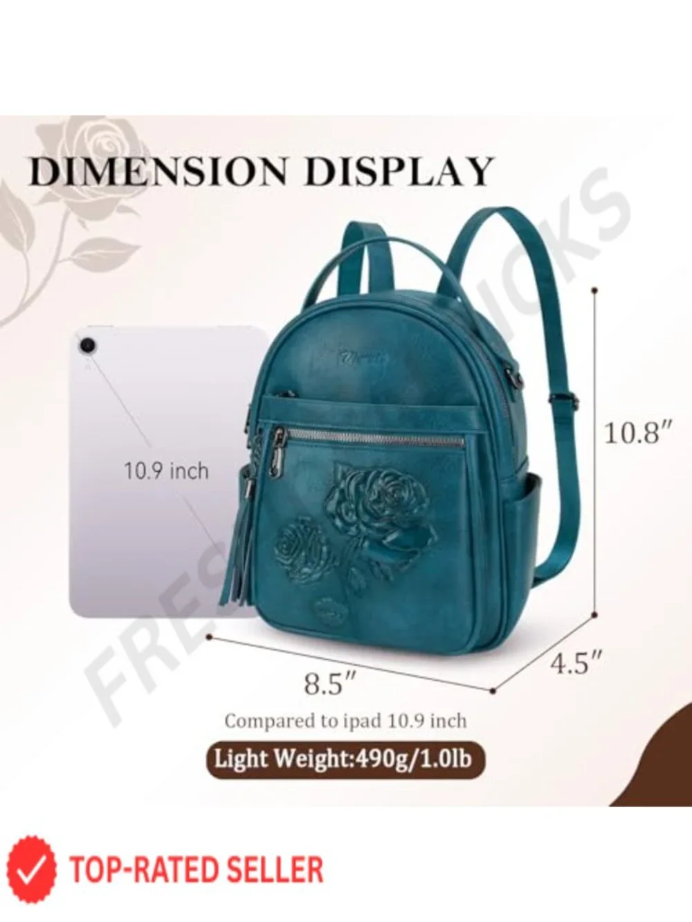 Vegan Leather Mini Backpack Purse for Women, Fashion Backpack with Flower